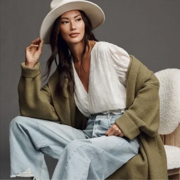 Anthropologie Sheer Surplice Blouse S - Picture 2 of 14